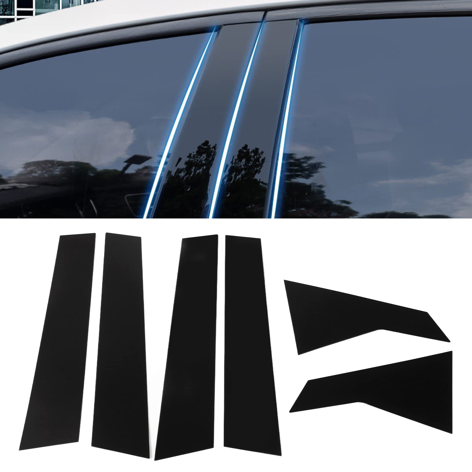 OUKENS Civic sedan pillar cover package shows protective glossy finish