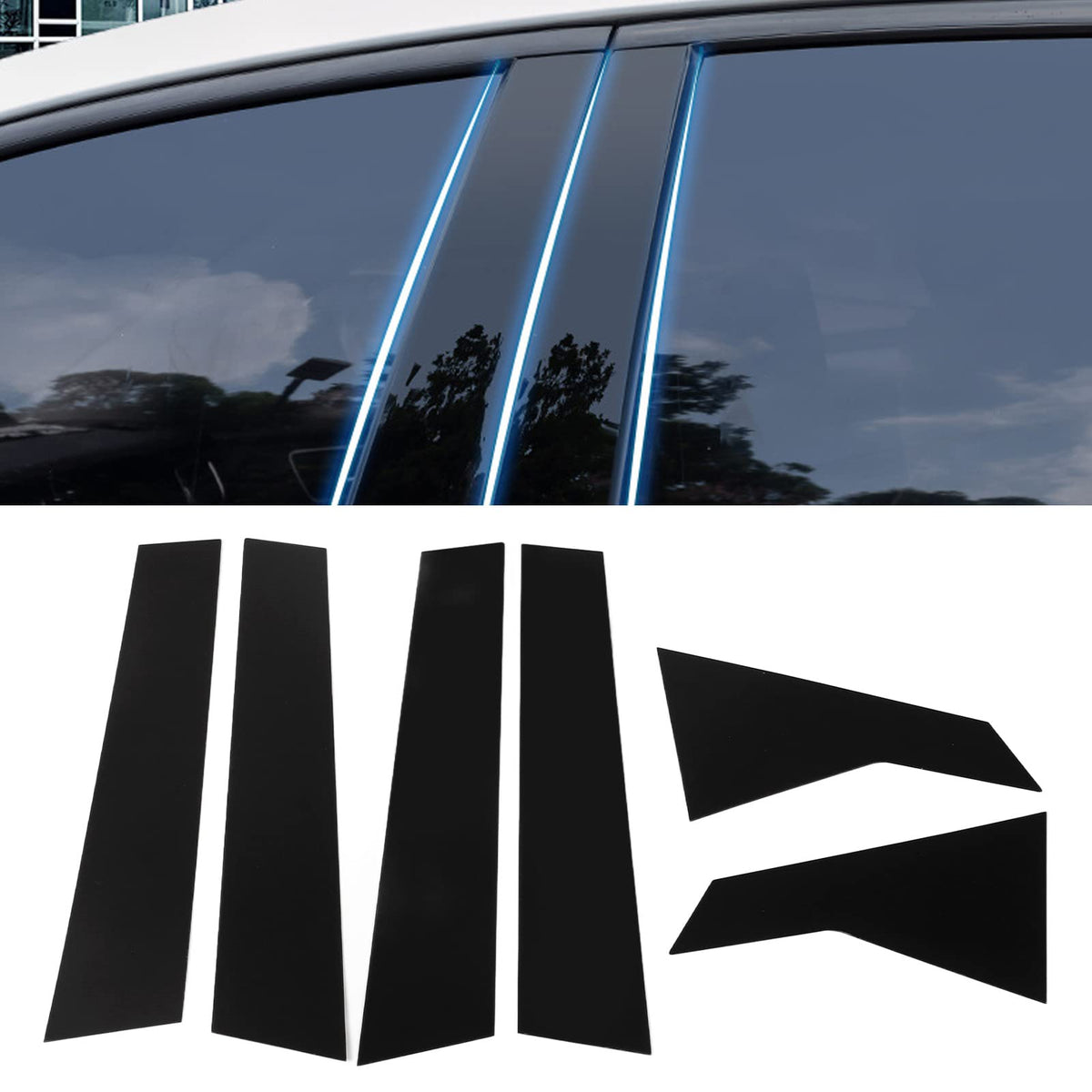OUKENS Civic sedan pillar cover package shows protective glossy finish