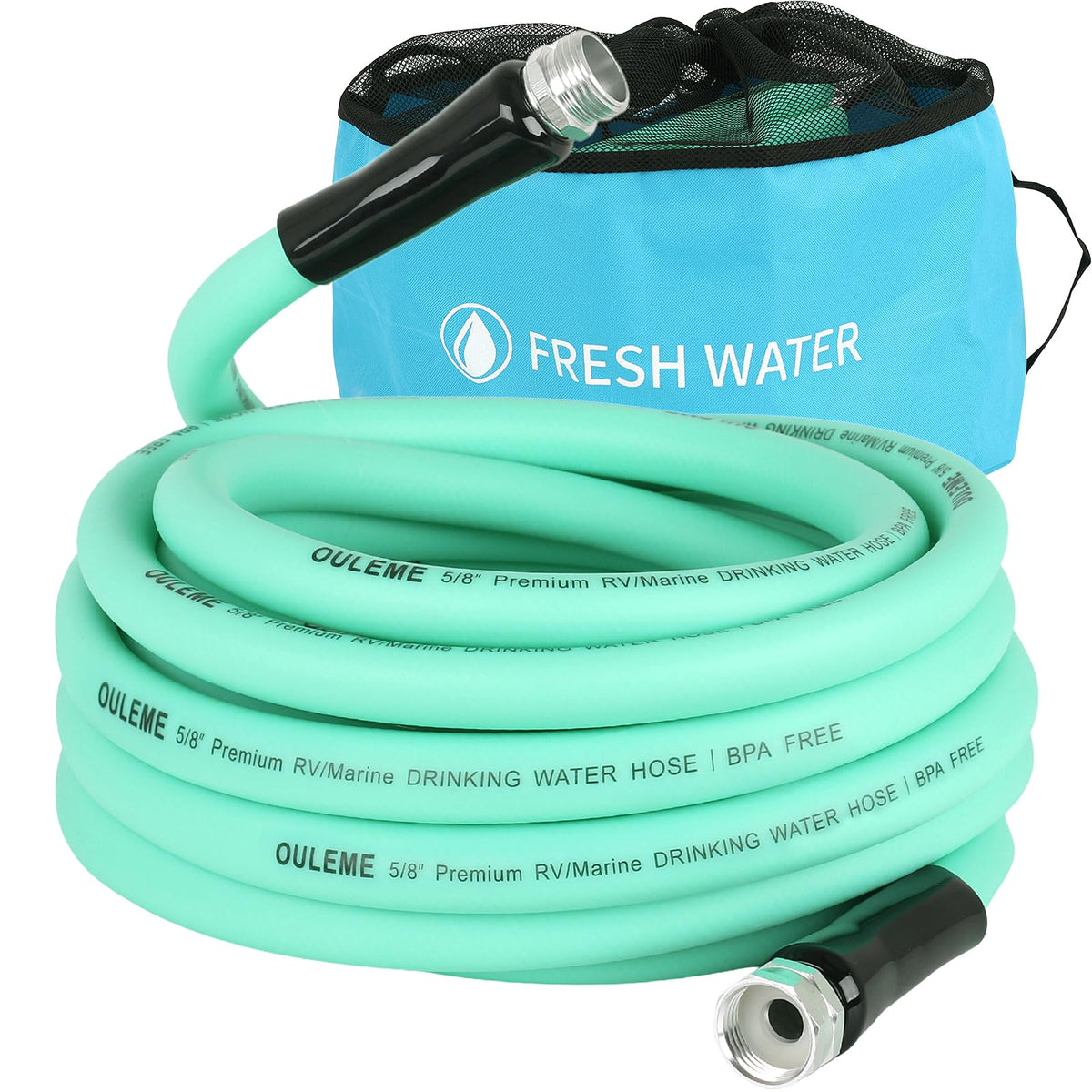 OULEME 25ft RV water hose with storage bag for easy packing and on-the-go setup.