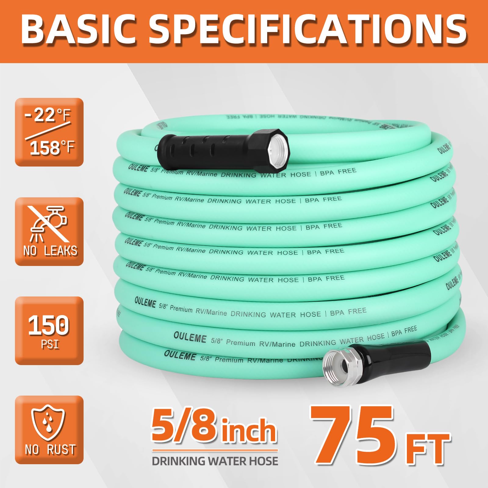 OULEME aluminum connectors ensure leak-free RV connections.