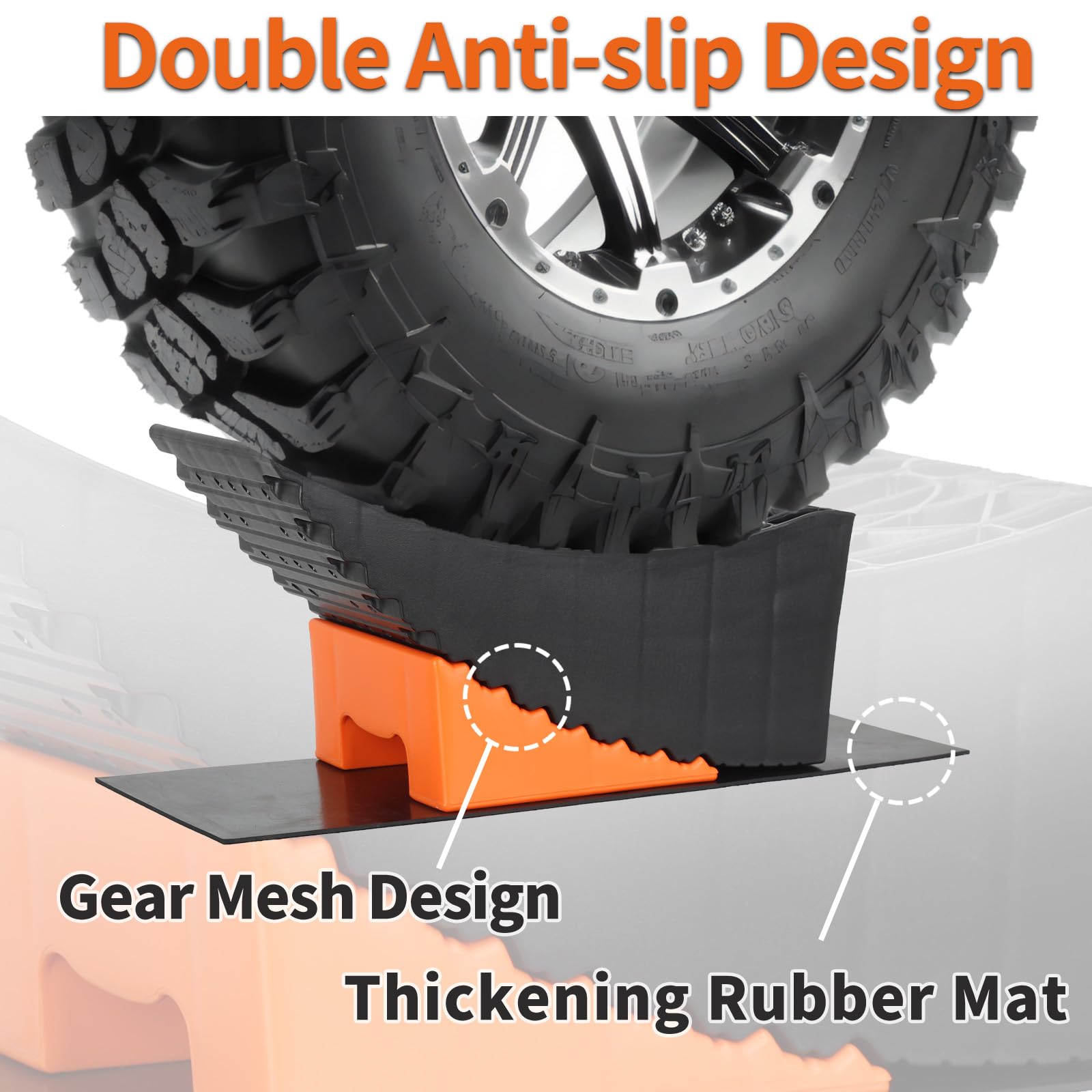 OULEME gear mesh anti-slip design reduces movement between leveler and chock.