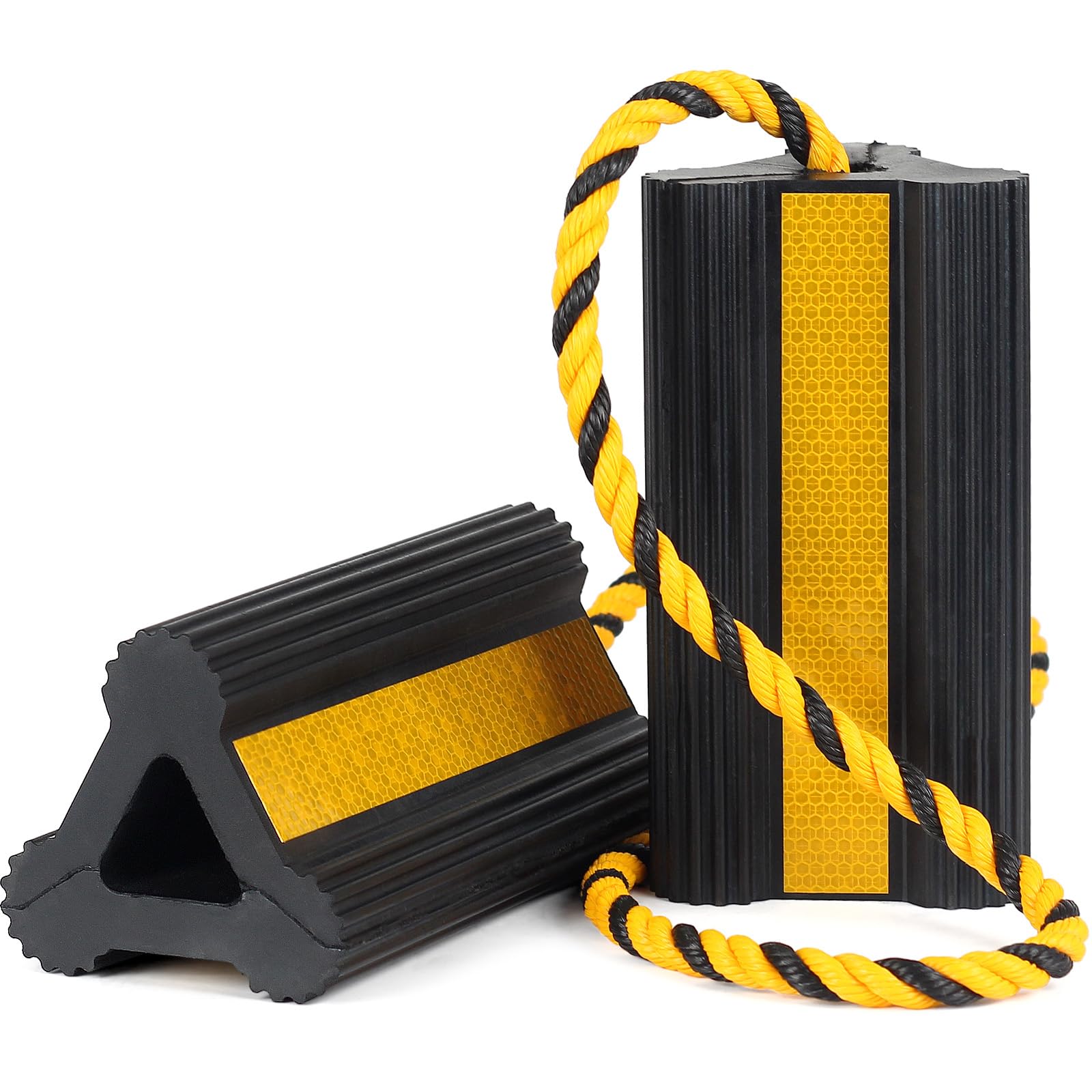 OULEME heavy-duty wheel chocks with rope for secure parking on large vehicles