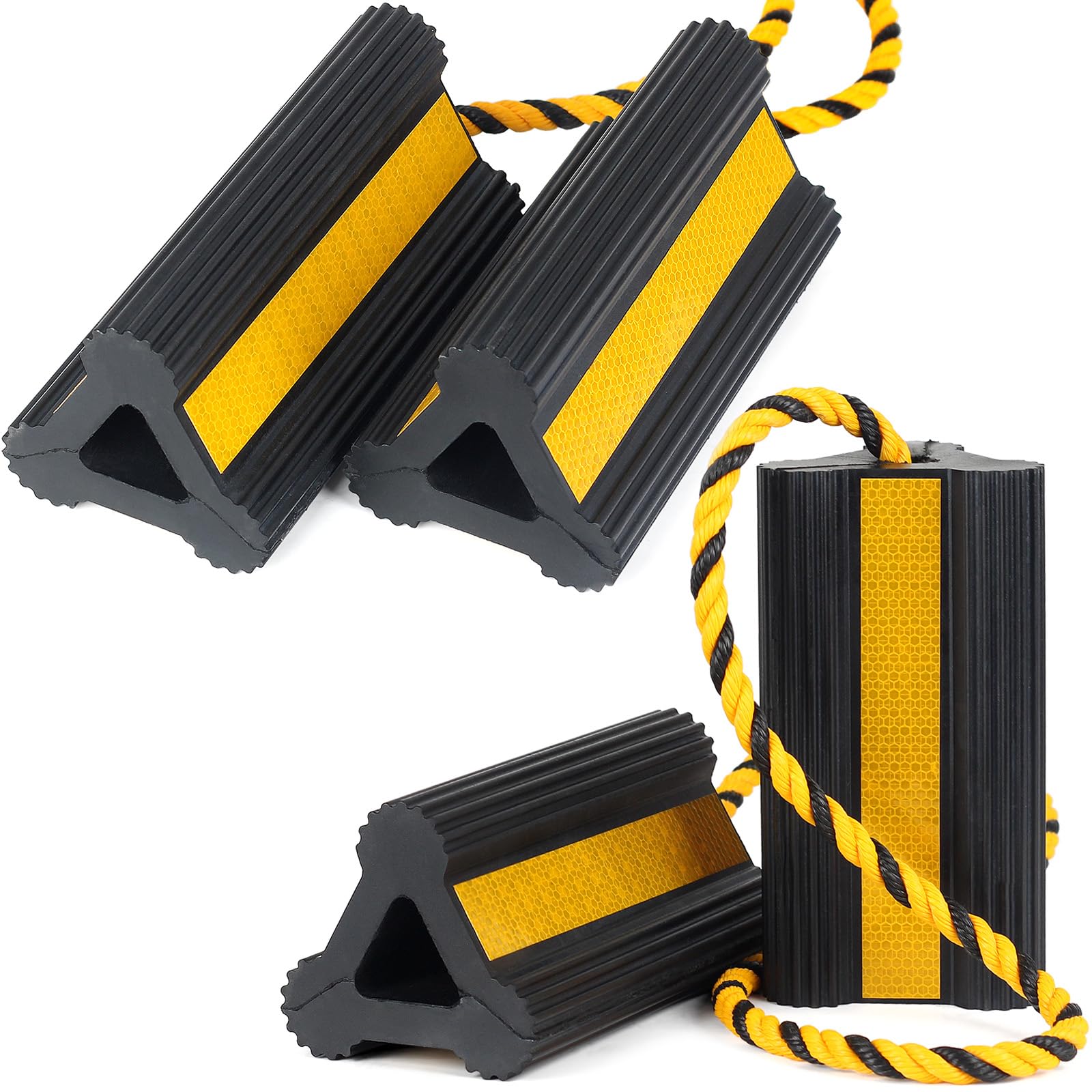 OULEME heavy-duty wheel chocks with rope provide stable RV tire support.
