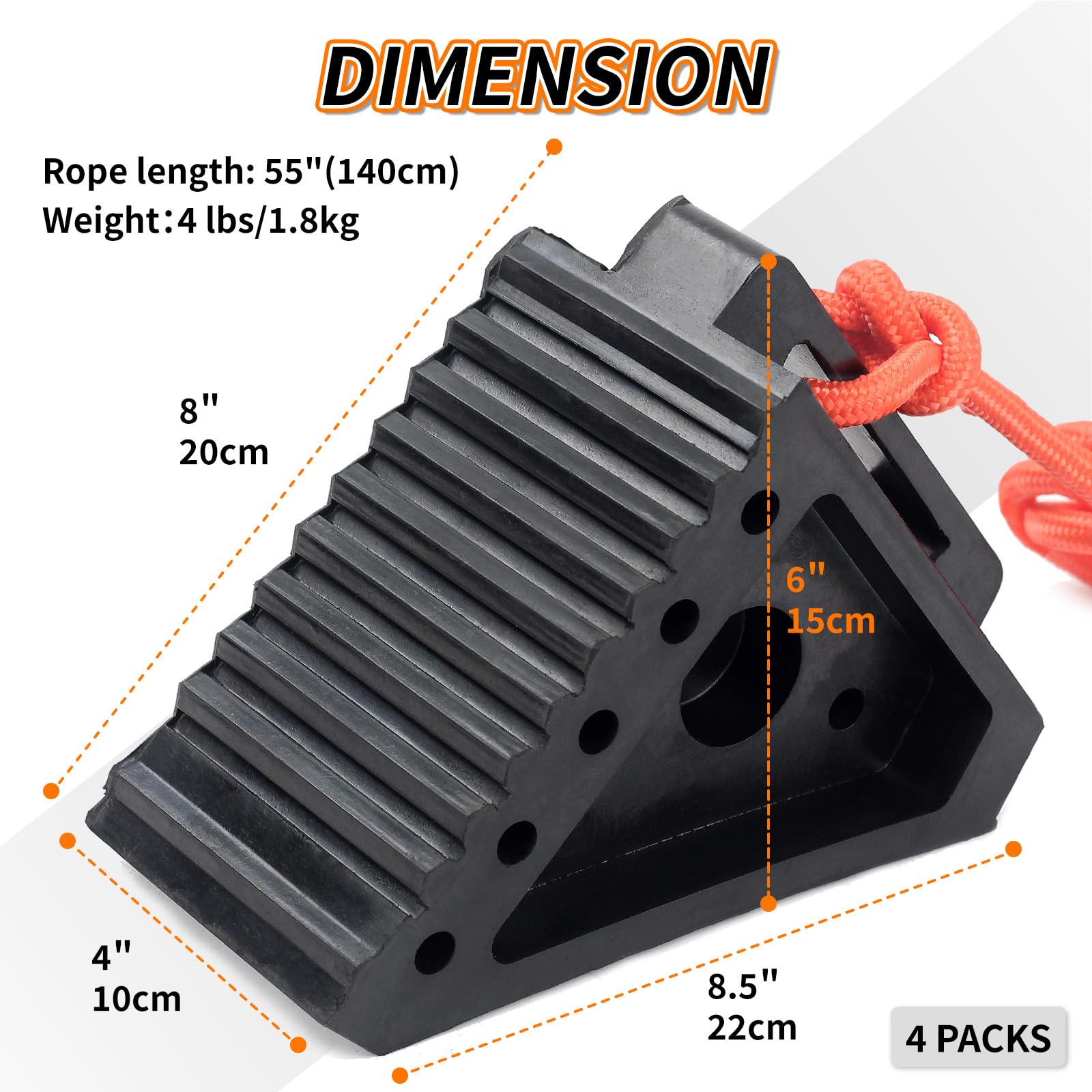 OULEME wheel chocks showing anti-slip triangular design for tire grip.