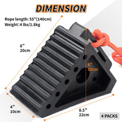 OULEME wheel chocks showing anti-slip triangular design for tire grip.