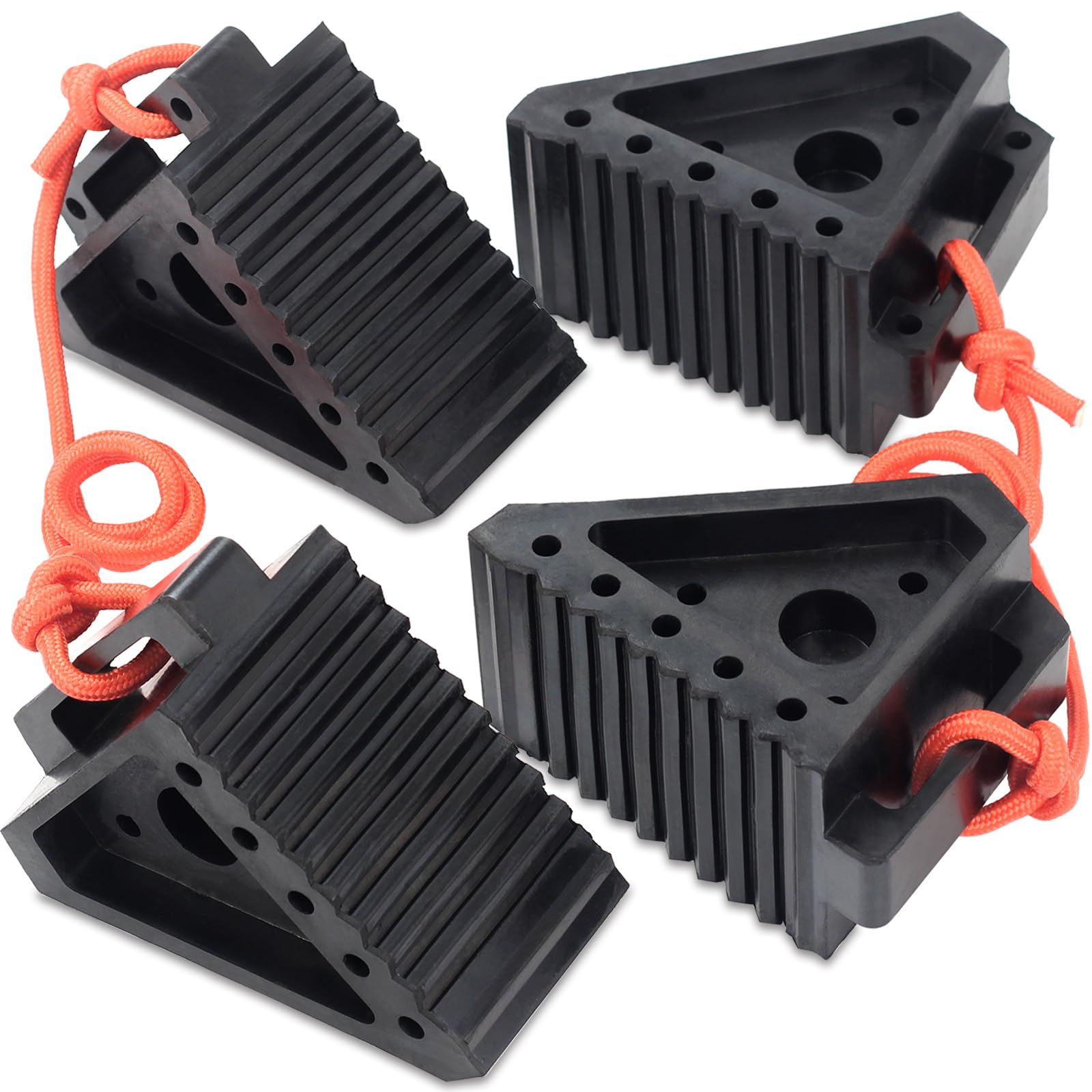 OULEME premium wheel chocks with carry handles for easy transport and secure parking.