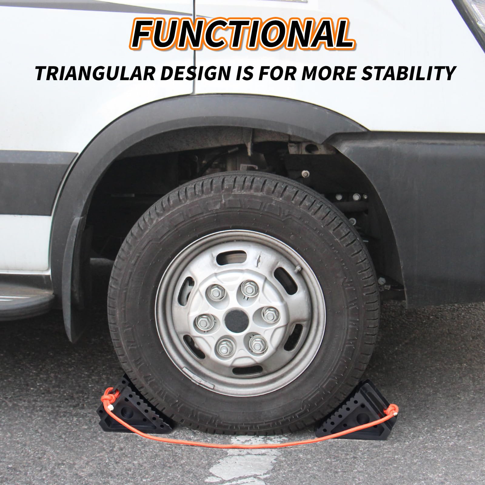 OULEME UV-resistant and weatherproof wheel chocks endure sun and rain.
