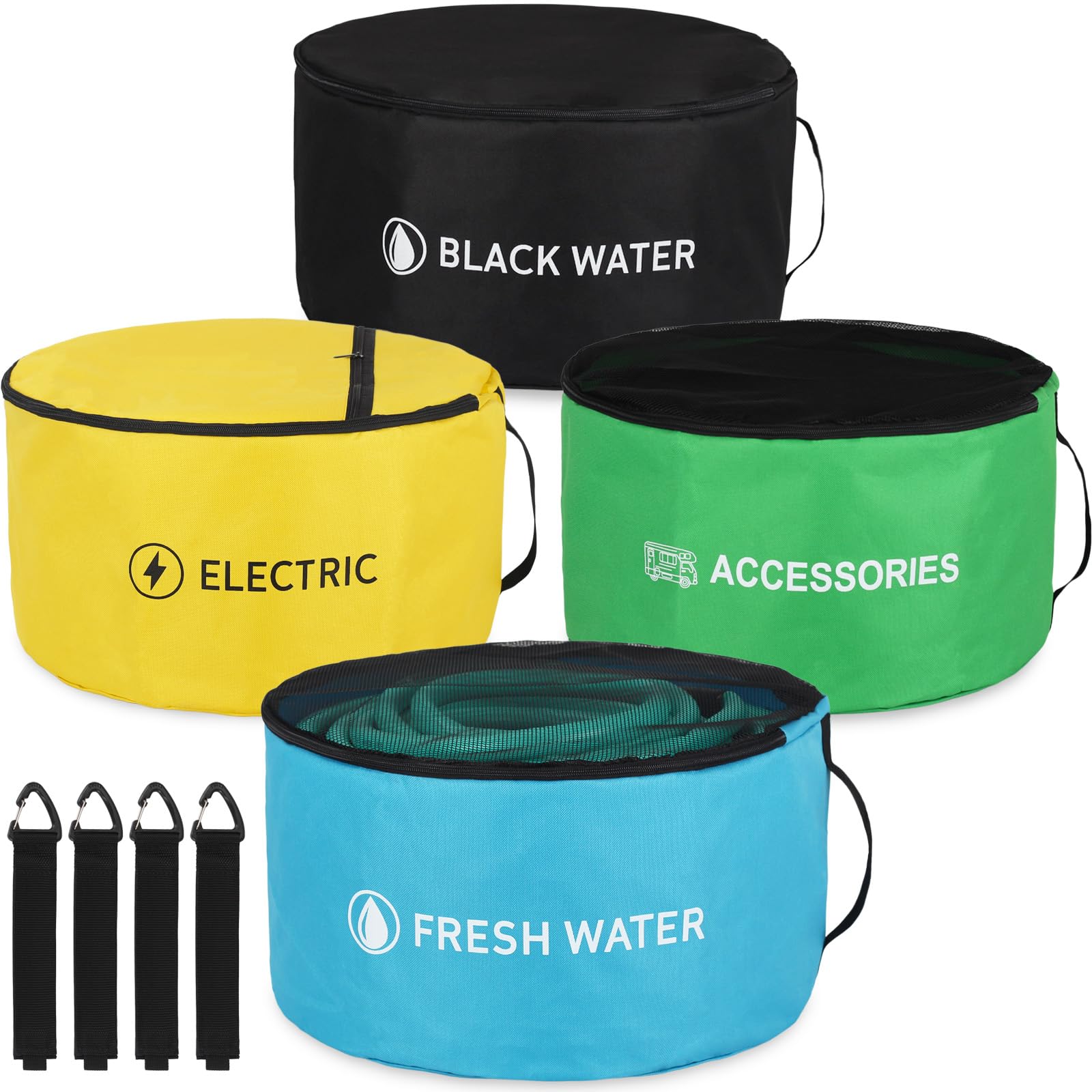 OULEME RV hose storage bag – large waterproof bottom, perfect for long hoses.