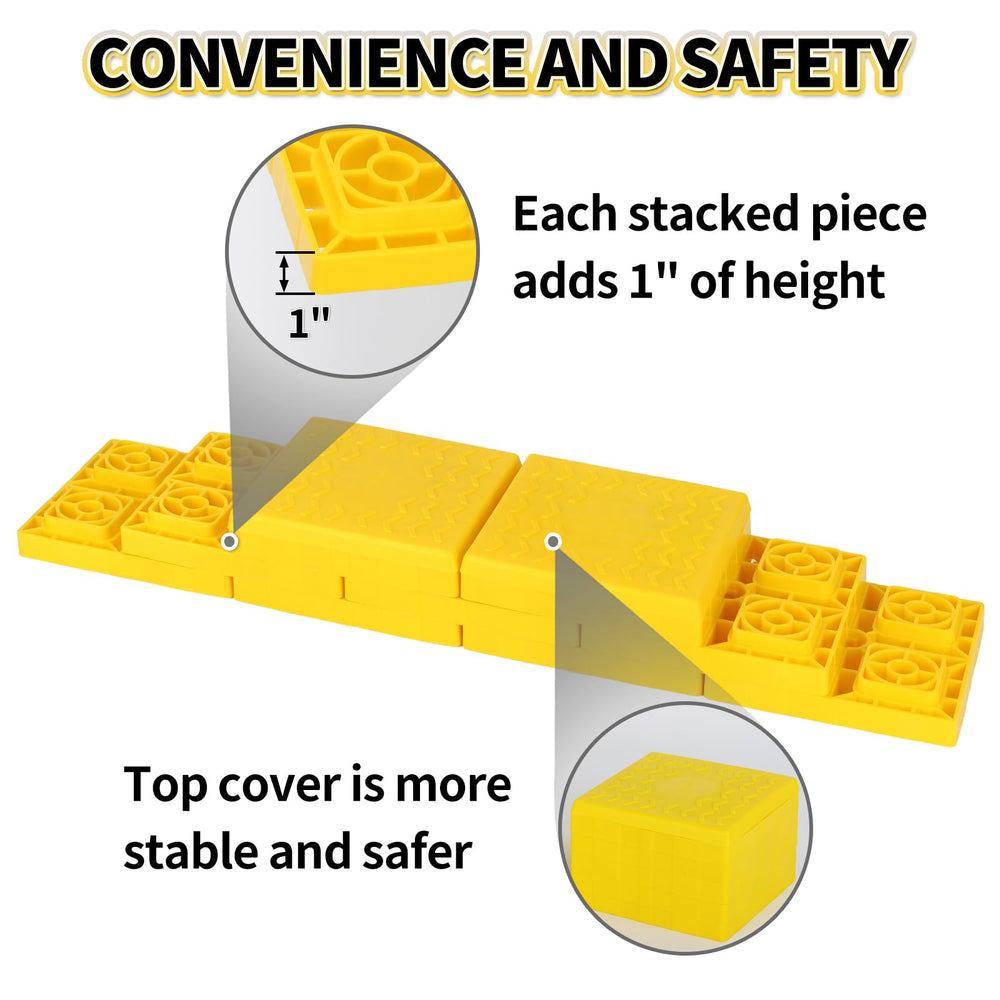 OULEME leveling blocks support RVs and trailers on uneven ground.