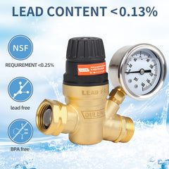 OULEME lead-free brass construction minimizes lead content for safer RV water.