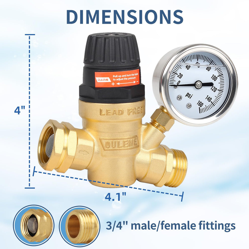 OULEME regulator integrates seamlessly into a typical camper water setup.