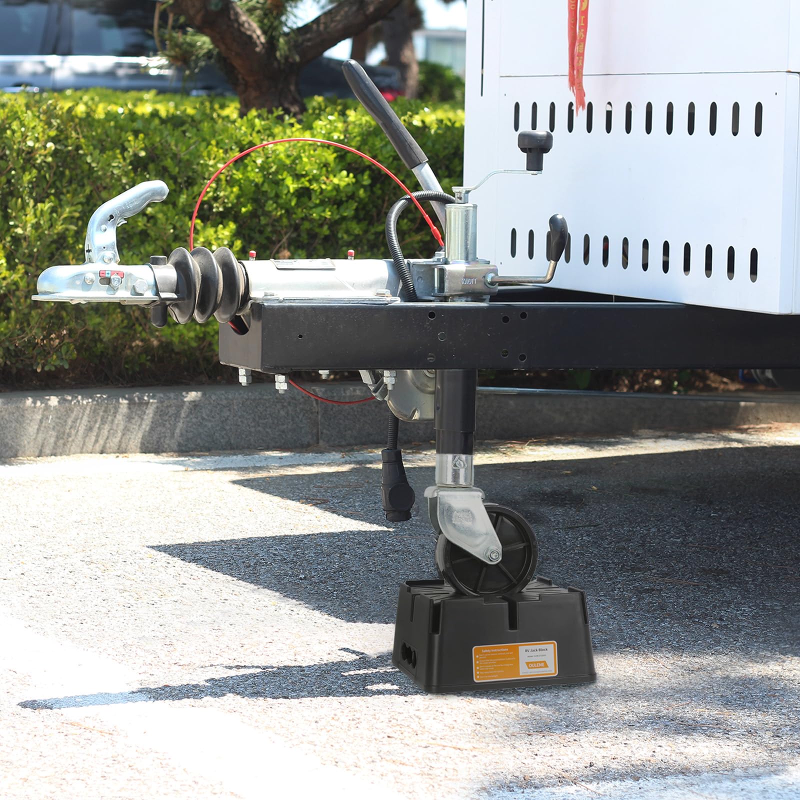 OULEME trailer jack blocks in a 4-pack packaging for travel setup