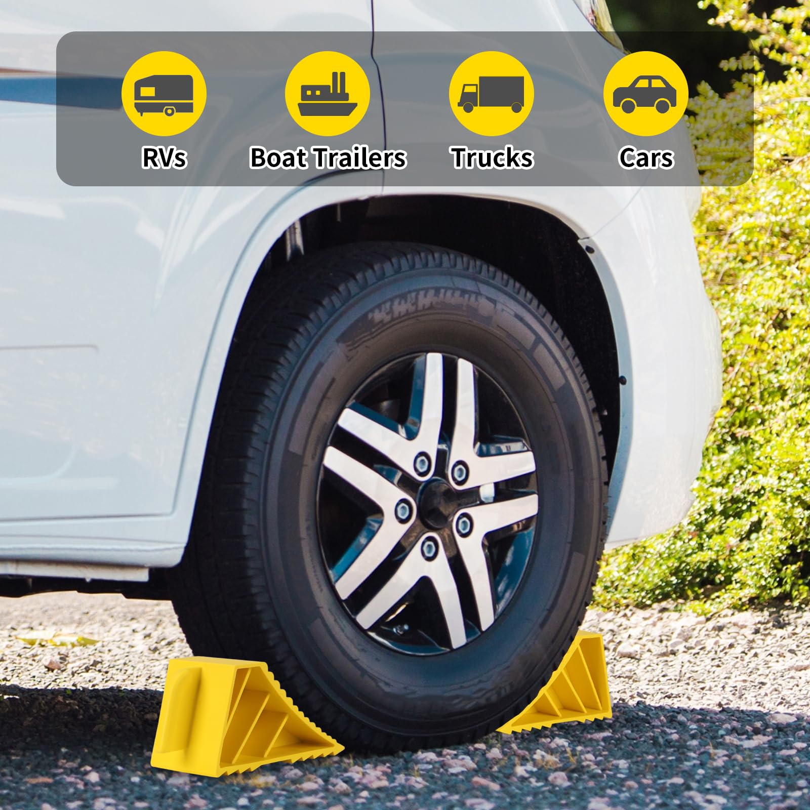 OULEME versatile stabilizers suitable for RV, boat, and camping trailers on varied terrains