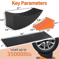 OULEME wheel chock with rubber pad preventing slippage during tire work