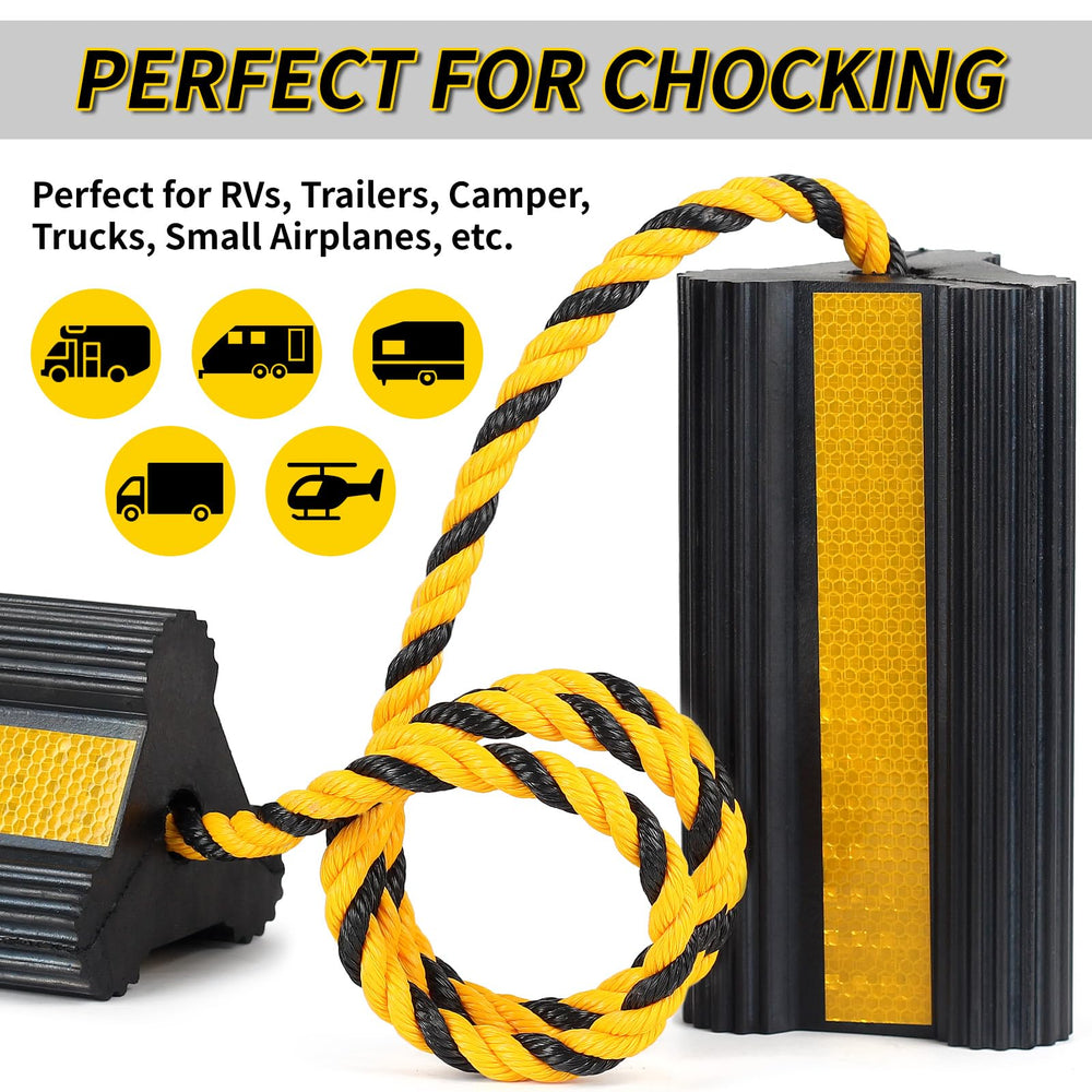 OULEME triangular-design wheel chocks fit tire curvature for stability