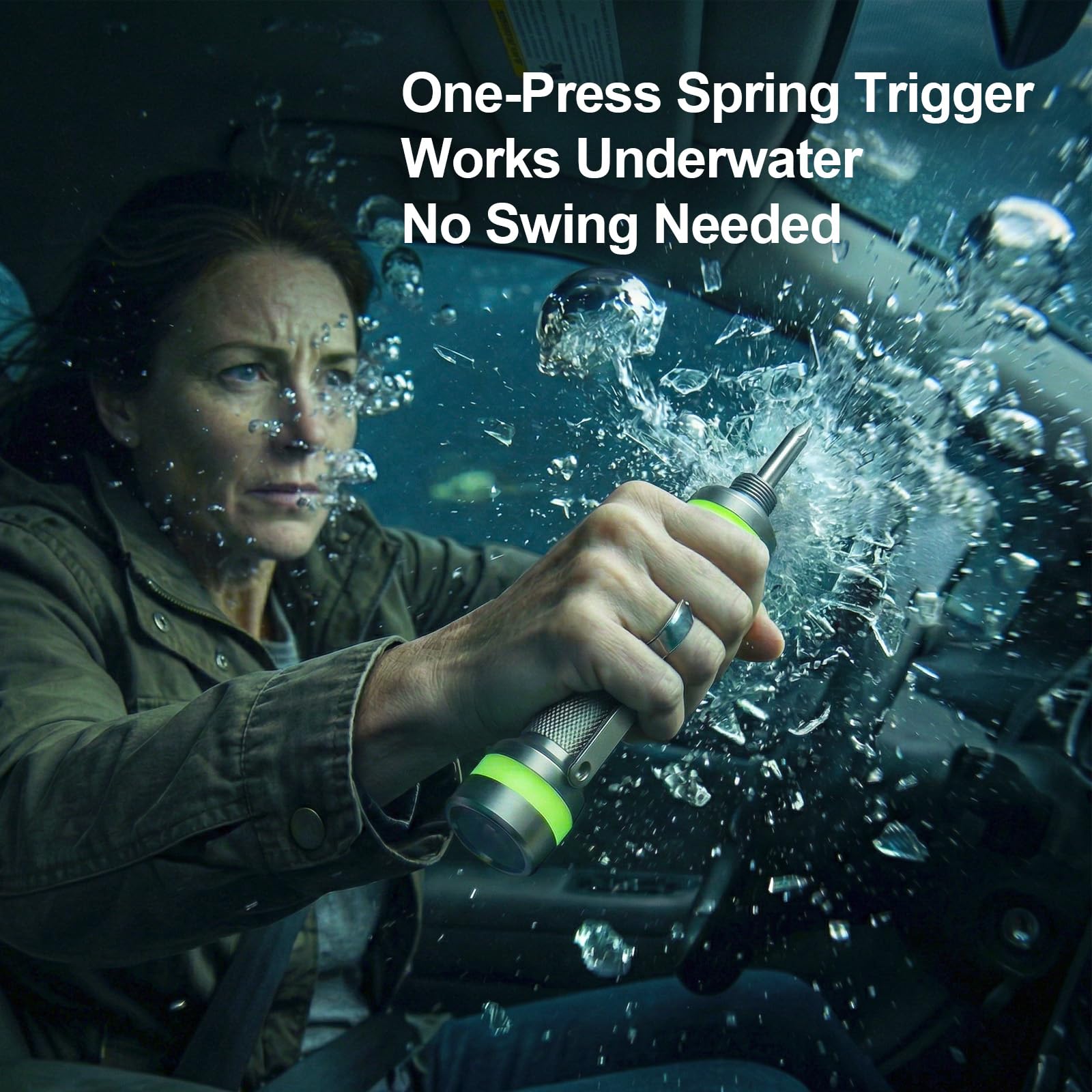 Oulores upgraded tungsten tip enables rapid strike on tempered glass for swift escape.