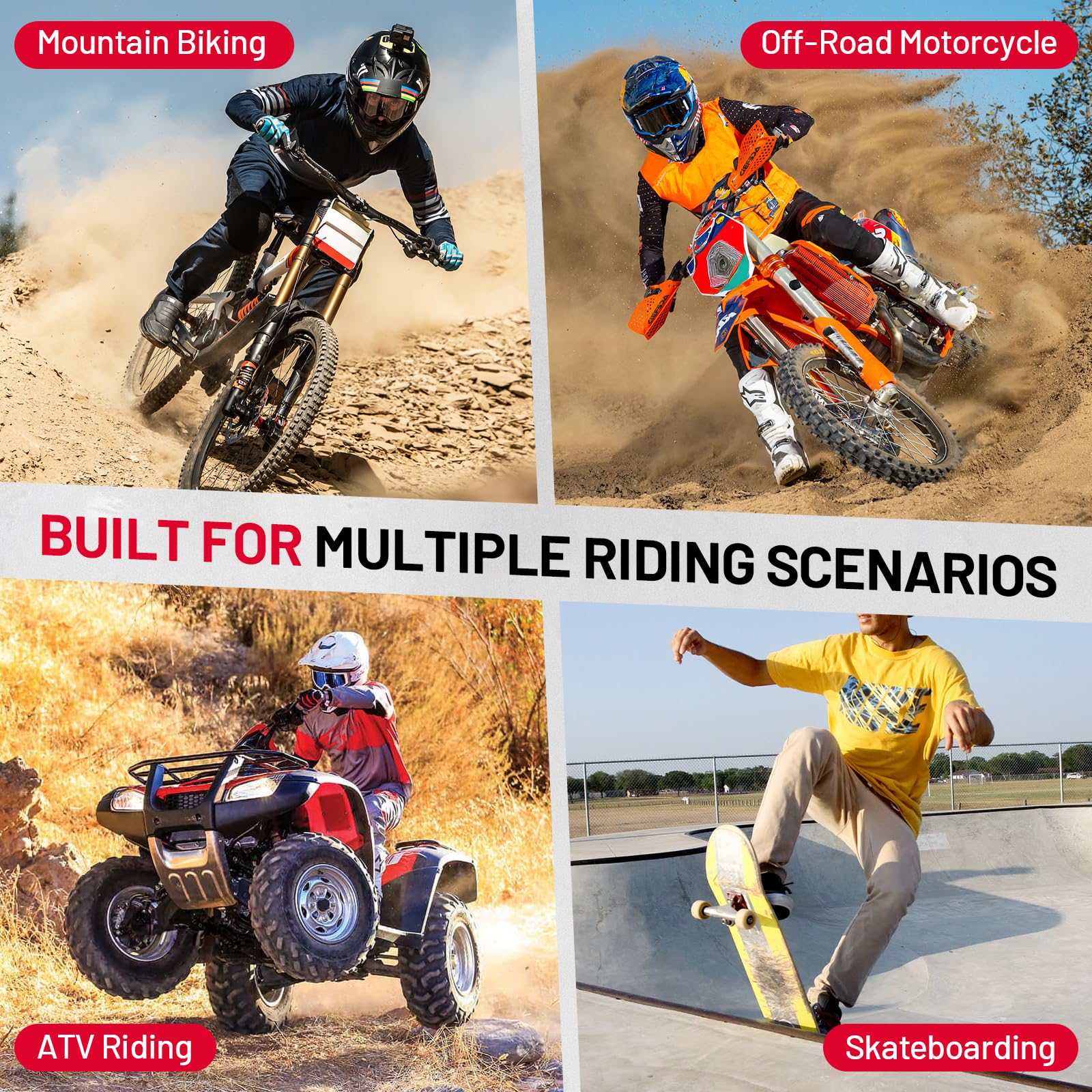 Oumurs lightweight design close-up emphasizes minimal bulk for long dirt bike sessions.