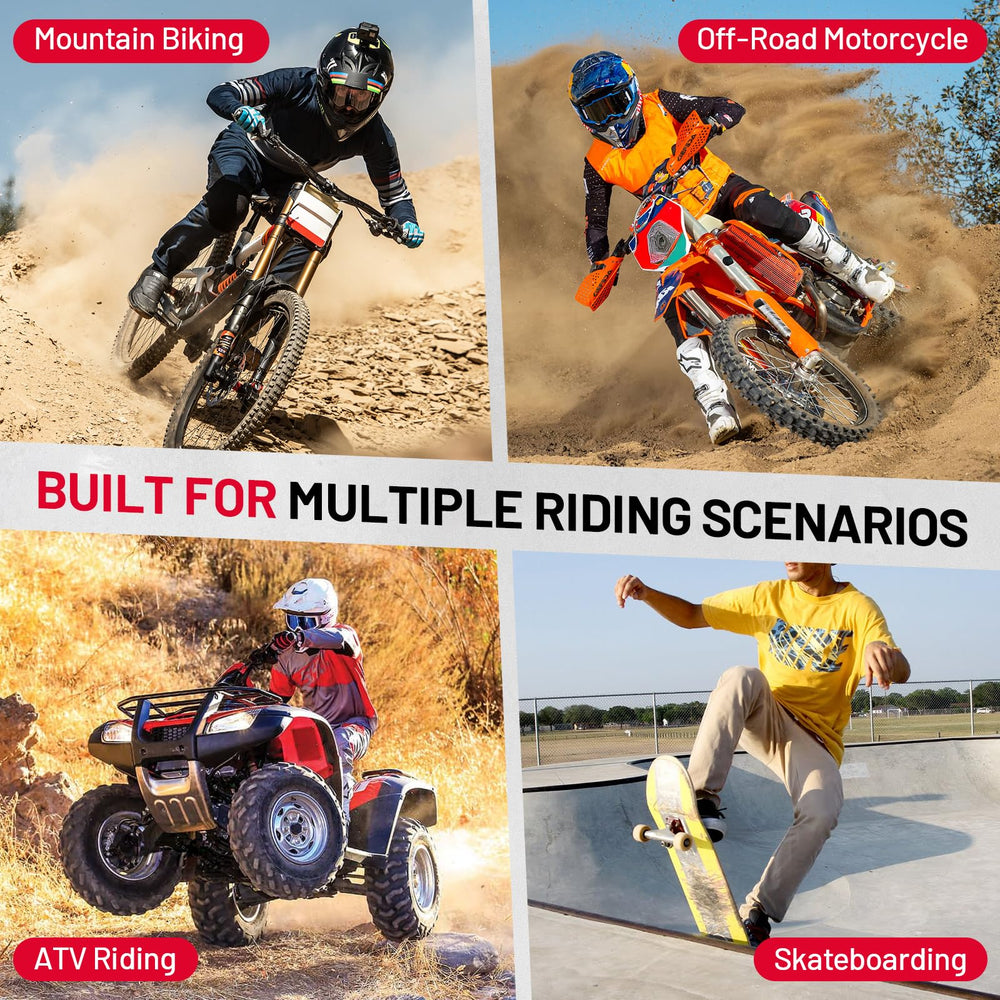 Oumurs lightweight design close-up emphasizes minimal bulk for long dirt bike sessions.