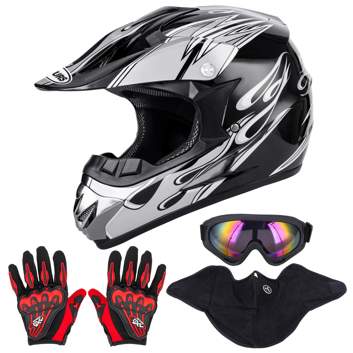 OUMURS dirt bike helmet offers secure off-road protection.