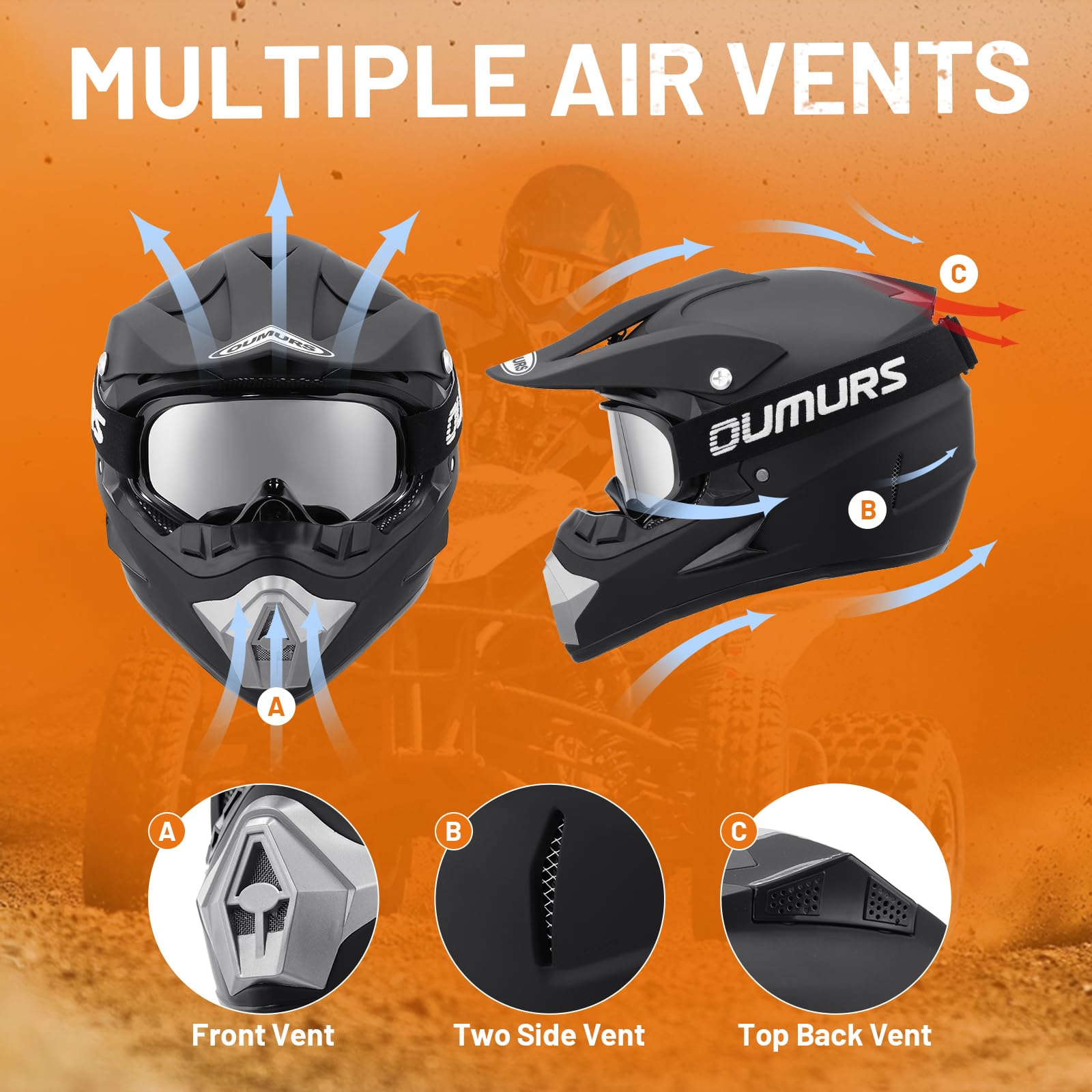 OUMURS helmet with gloves included for secure grip and comfort
