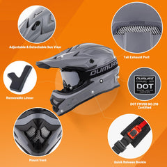 OUMURS helmet with gloves included for full rider protection kit
