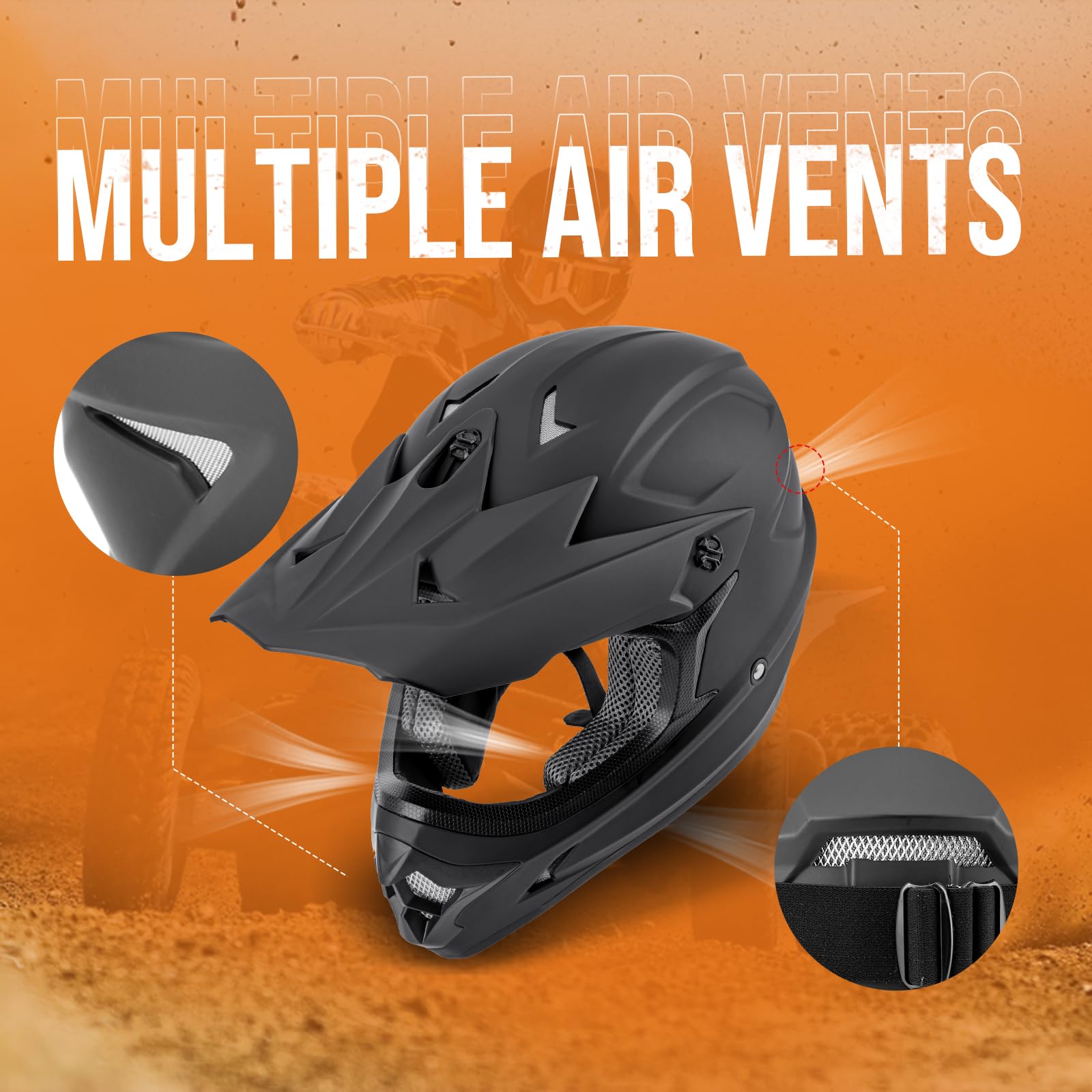 OUMURS helmet with mask protects from dust while riding
