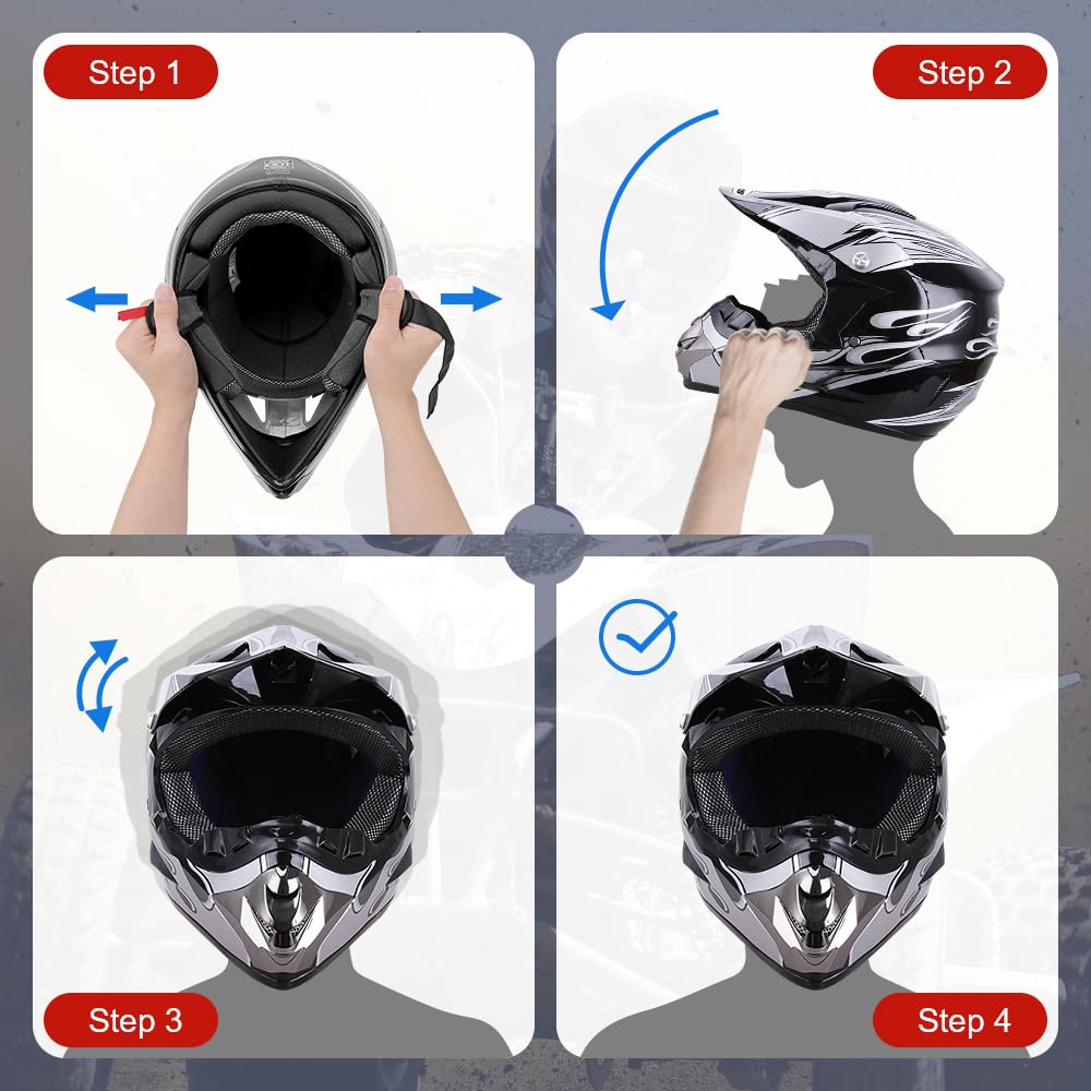 OUMURS dirt bike helmet mask shields face from debris and sun glare