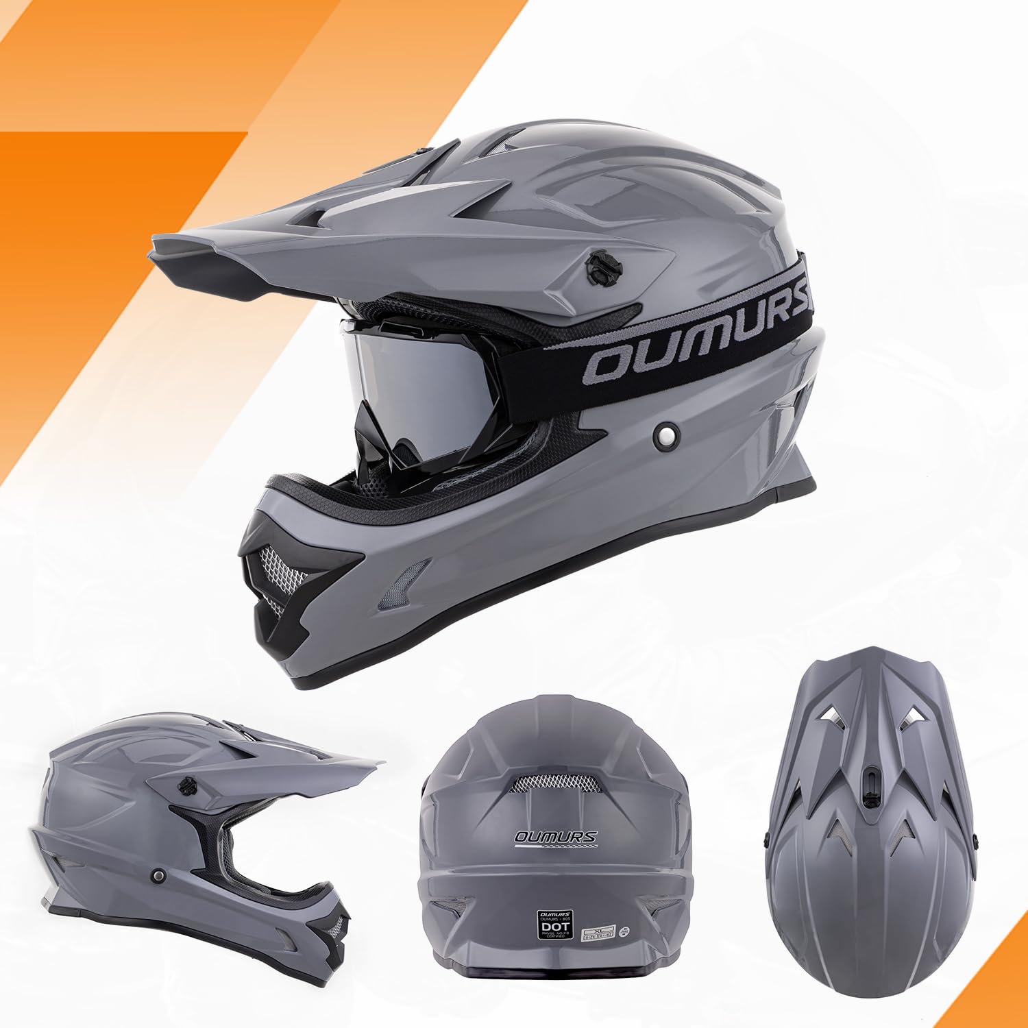 OUMURS dirt bike helmet off-road vision with visor in bright sun