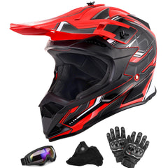 OUMURS dirt bike helmet red and black front view for off-road riding