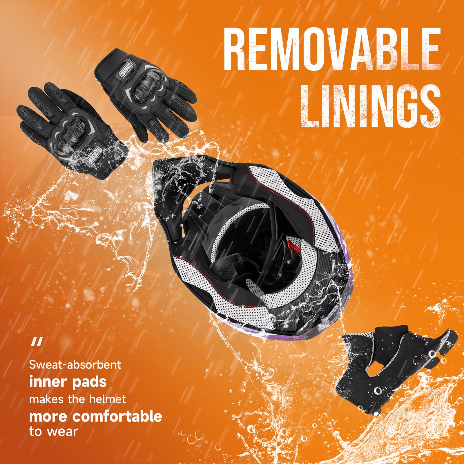 OUMURS helmet with gloves ready for grip and hand protection on trails