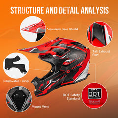OUMURS helmet with goggles gloves and mask set for all-weather riding