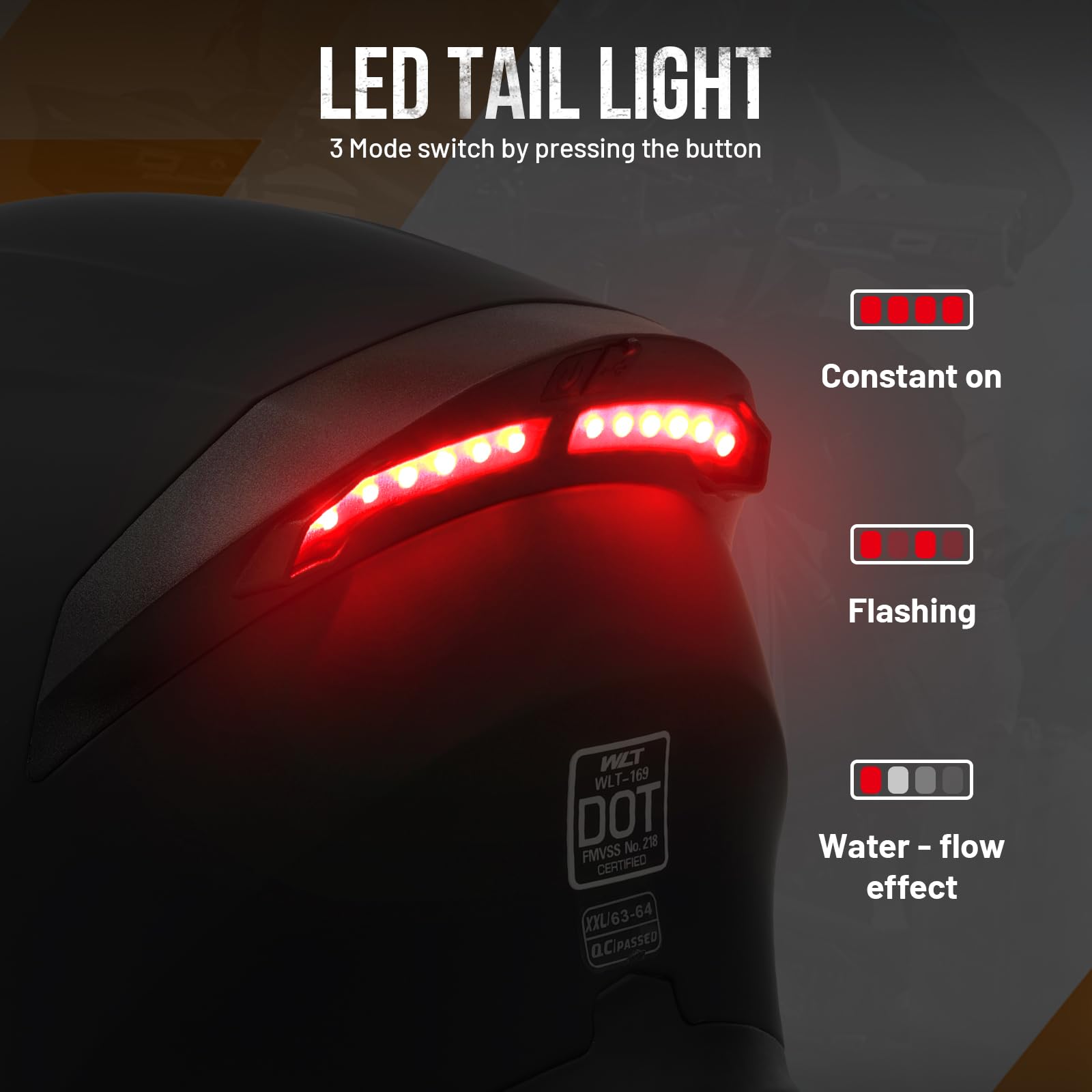 OUMURS DOT helmet rear LED lights boosting night-time visibility on the road.