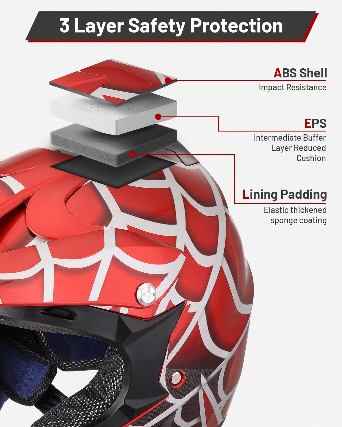 Oumurs youth helmet quick-release buckle for fast on/off.