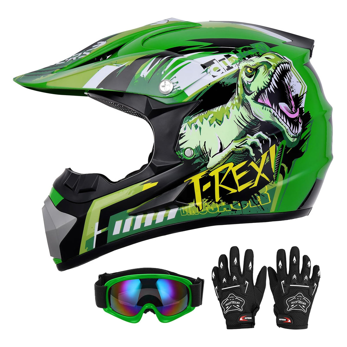 Oumurs DOT Youth Helmet front view shows bold decals for standout safety