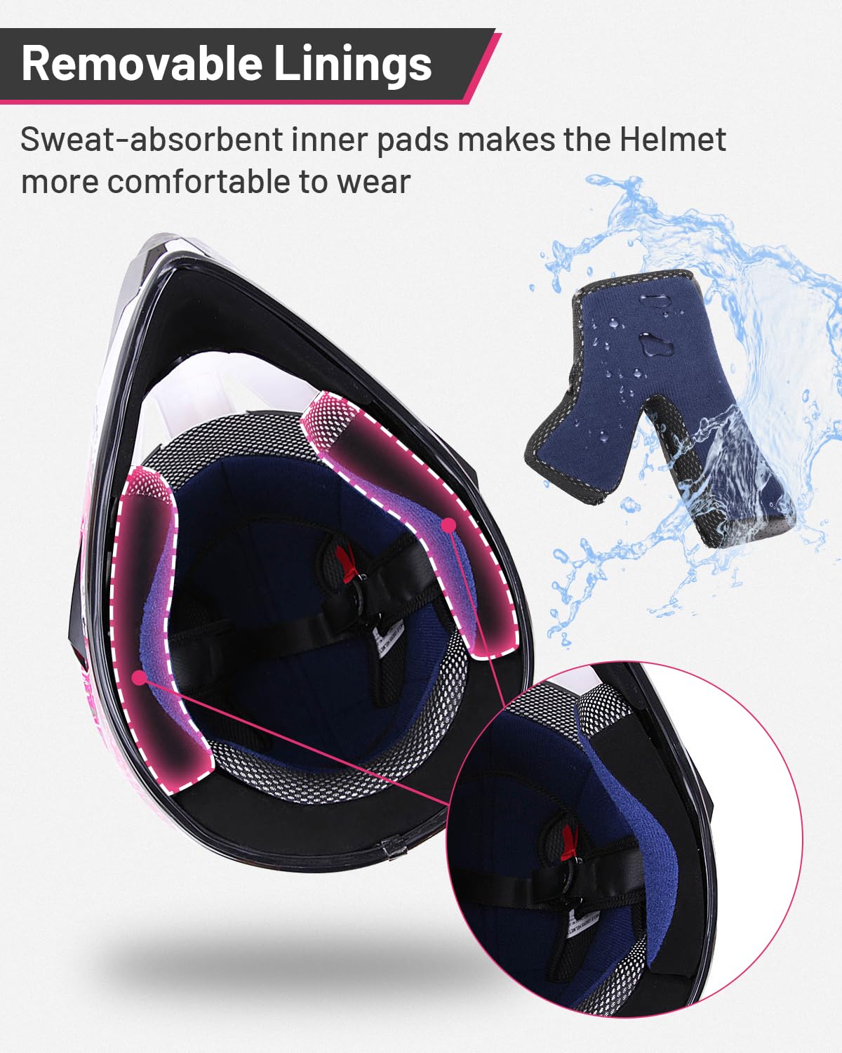OUMURS DOT youth dirt bike helmet removable liner for easy cleaning after adventures