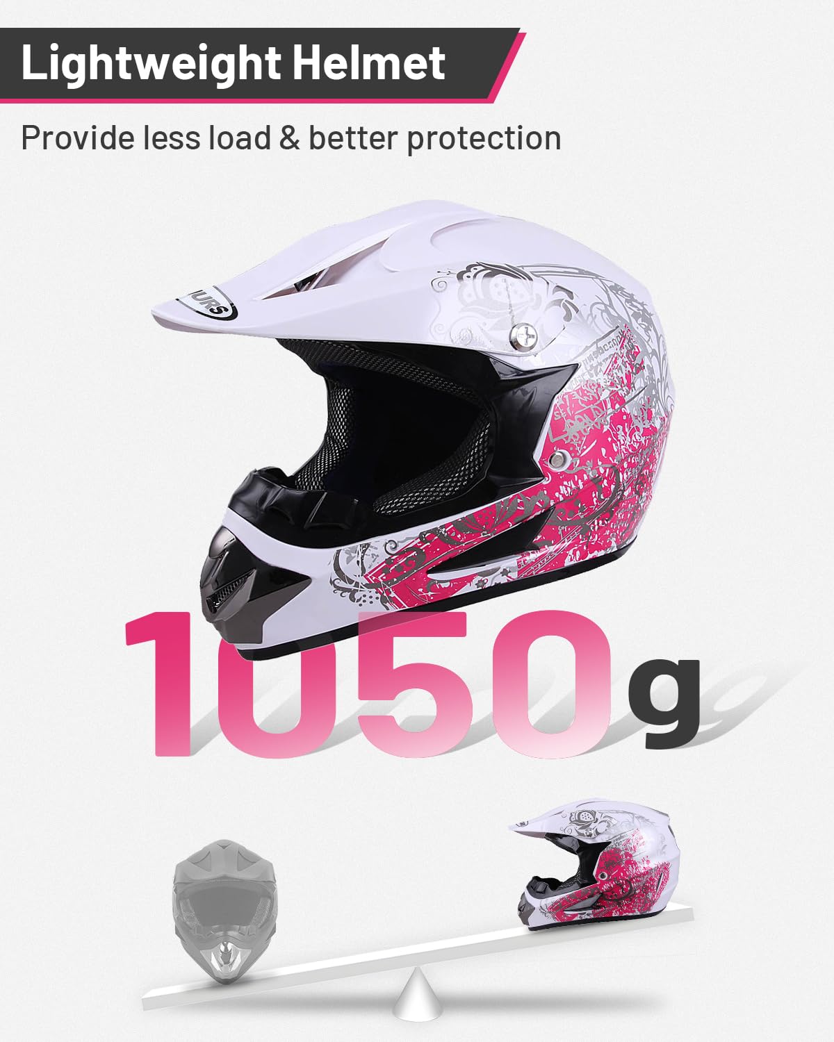 OUMURS DOT youth dirt bike helmet side profile highlighting compact design for growing riders