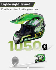 Oumurs helmet with visor and goggles provides UV protection and clear vision