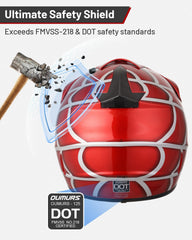 Oumurs youth helmet visor demonstrating glare reduction.