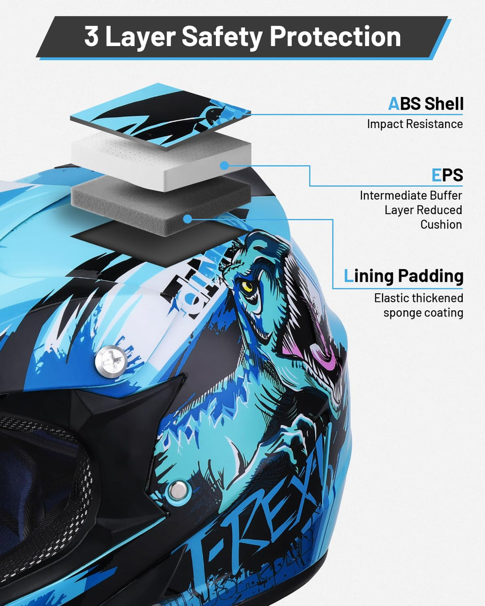 Oumurs DOT Youth helmet goggles set for clear vision on dirt trails