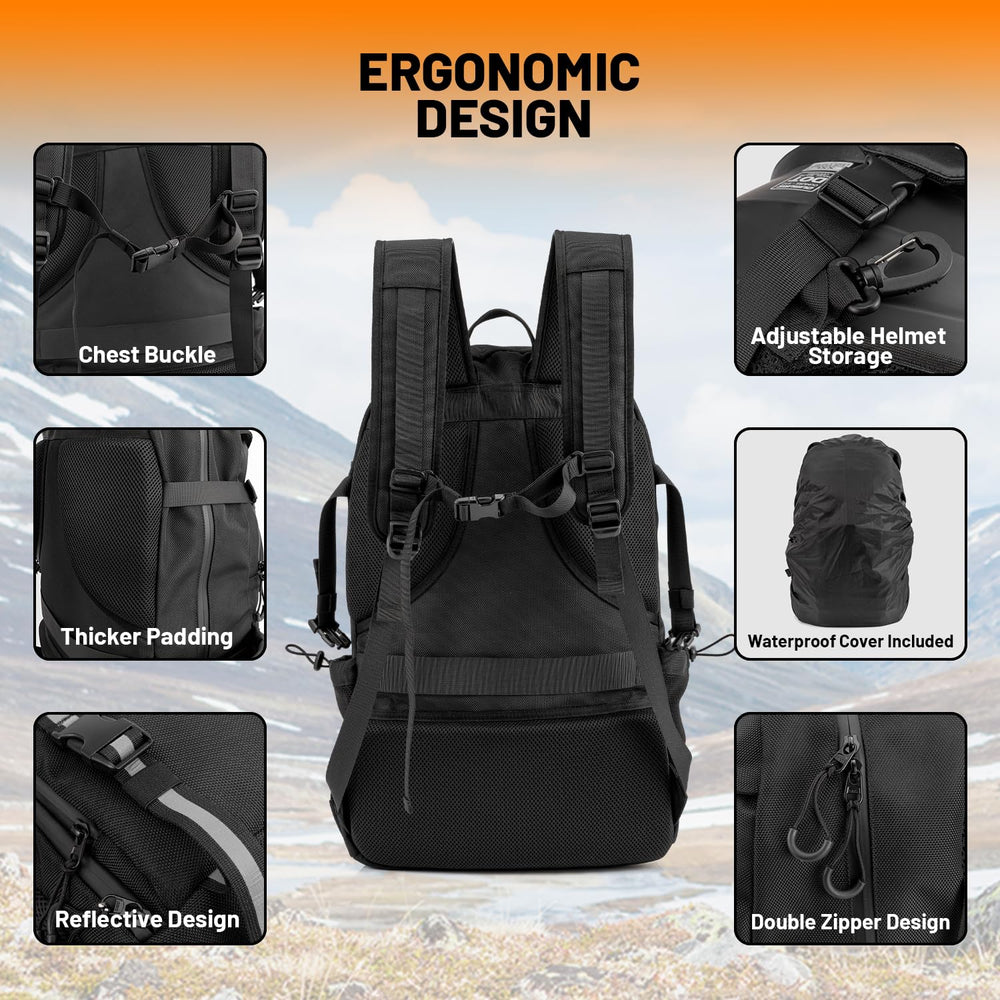 OUMURS large capacity fits riding gear and a laptop