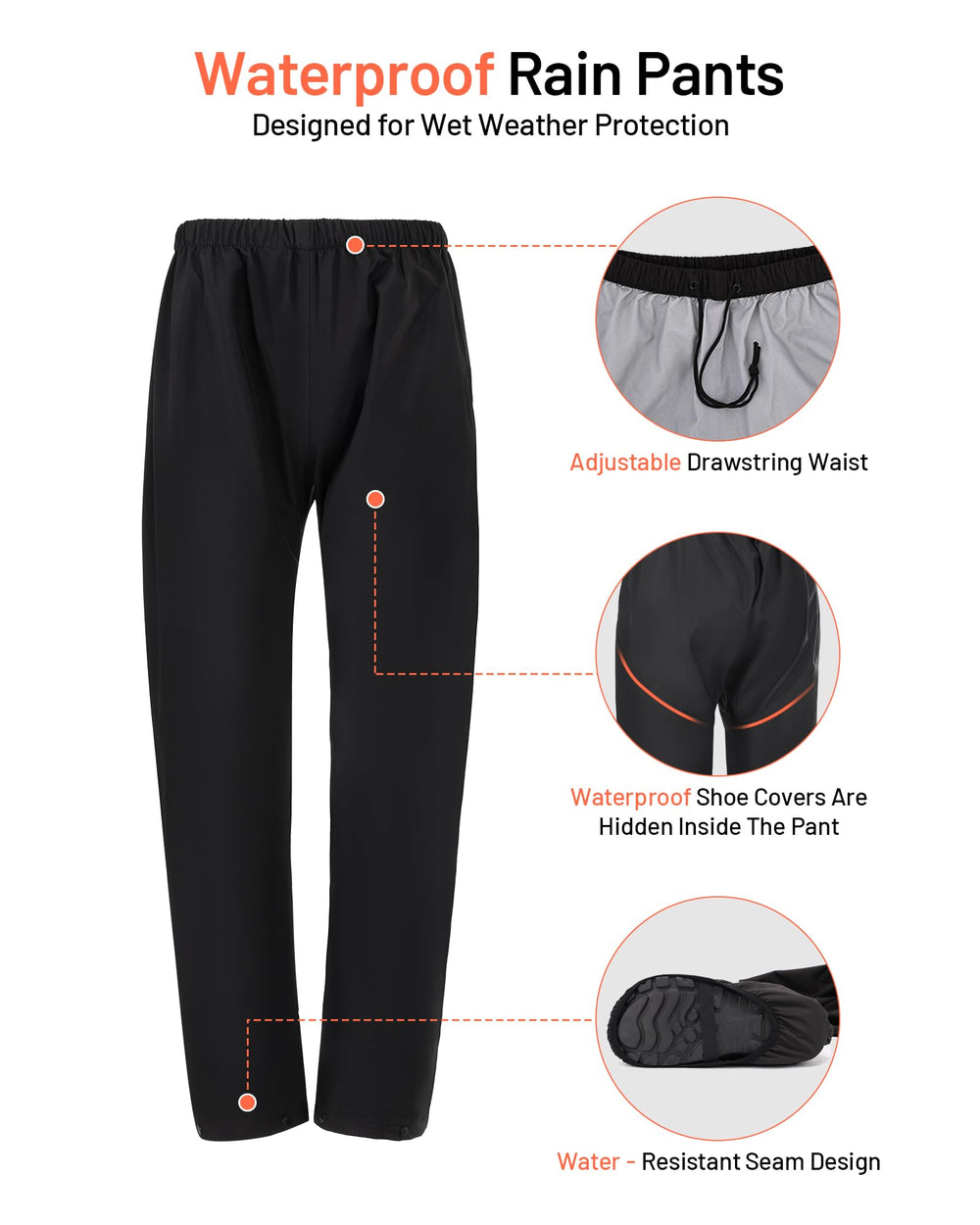 Oumurs removable shoe covers keep footwear dry during showers.