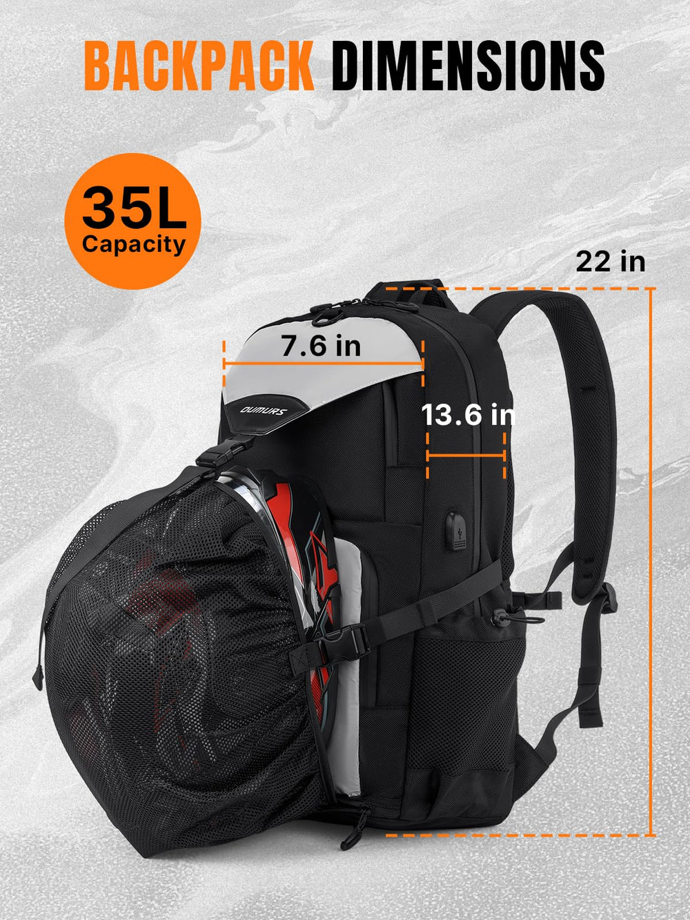 Oumurs versatile 35L design fits commuting, travel, and light outdoor activities.