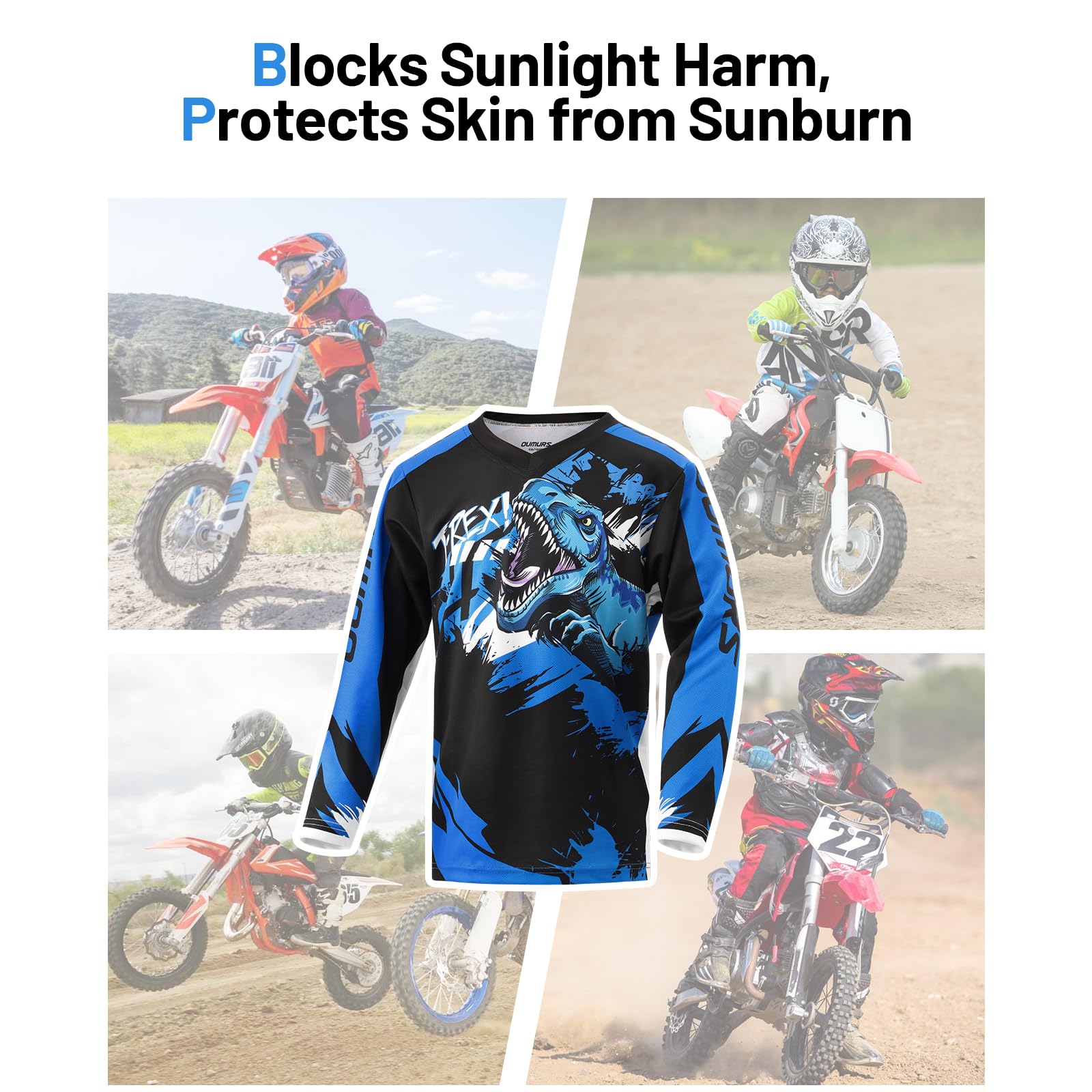 Oumurs Youth Motocross Jersey packaged with sticker for gifts.