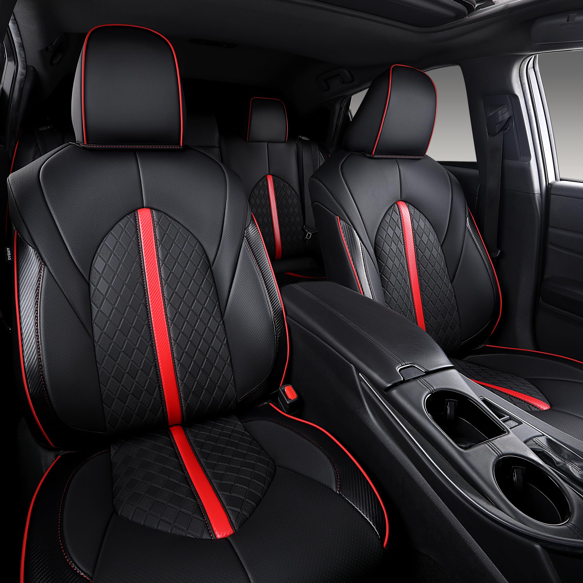 OURPLOT Camry seat cover easy installation guide demonstrates quick setup.