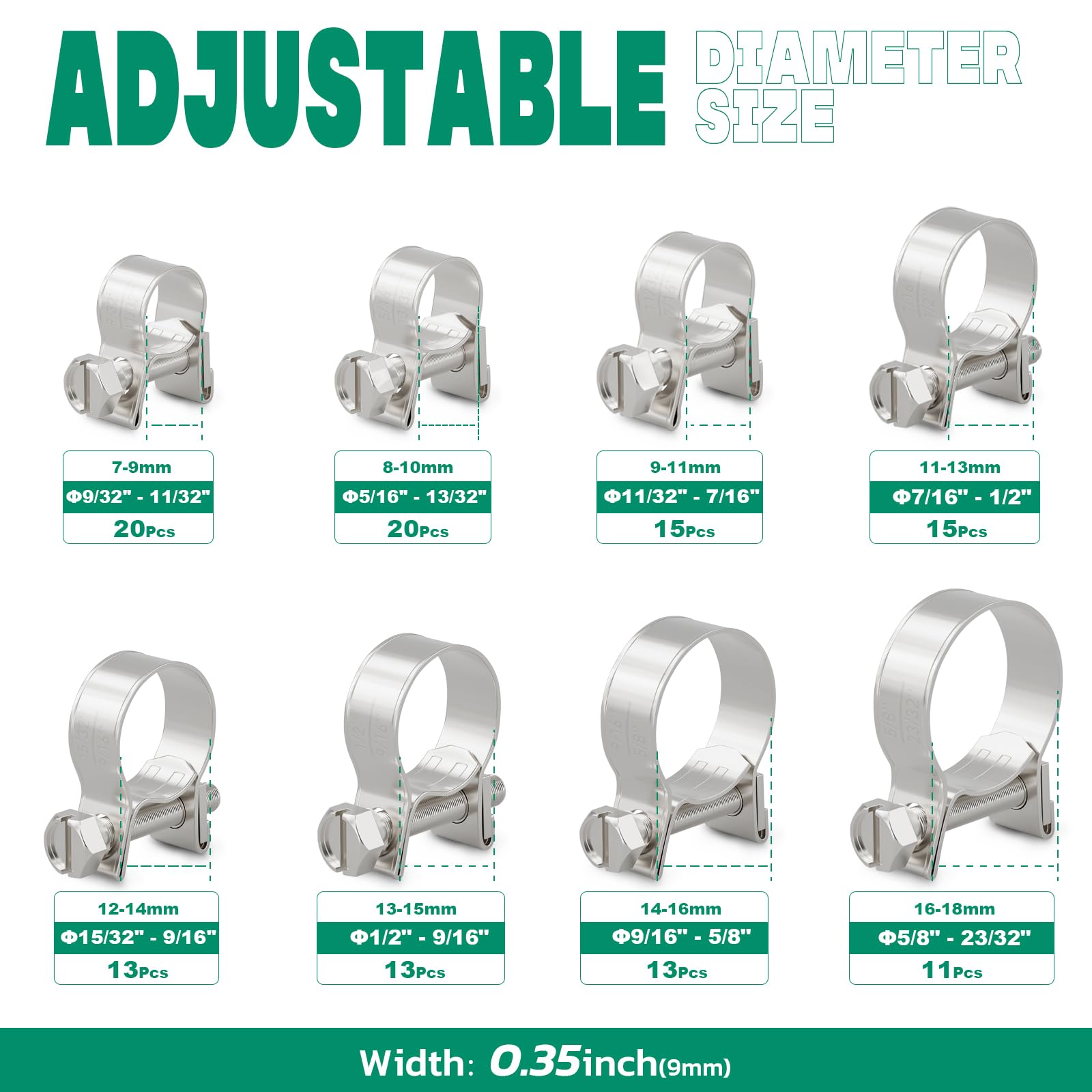 OURU 304 stainless steel clamps close-up showing rust resistance