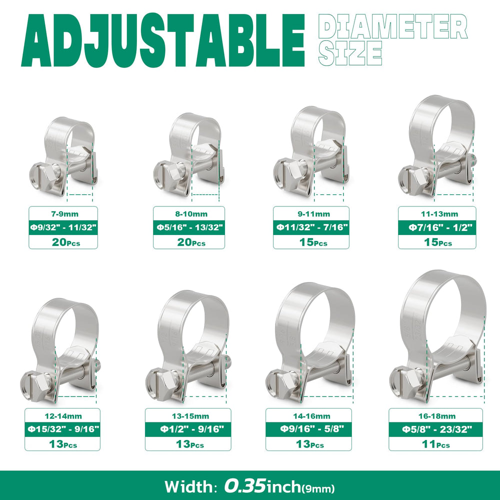 OURU 304 stainless steel clamps close-up showing rust resistance
