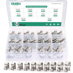OURU 52pcs fuel line clamp assortment box keeps clamps organized for quick projects.