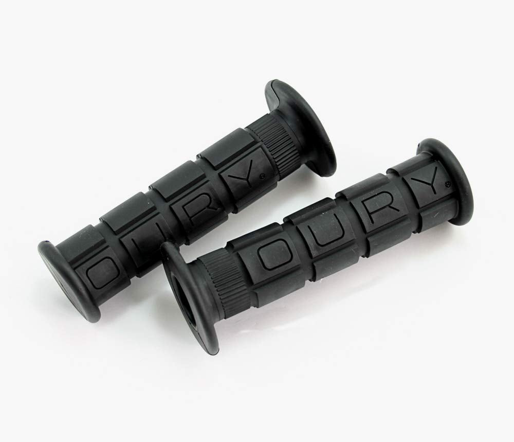 Oury OSCROG10 grip side view highlighting compact flange for twist throttle motorcycles