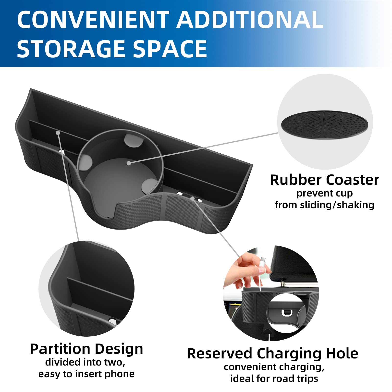 OUSHASAA 3.7-inch cup holder ready to hold drinks on road trips.