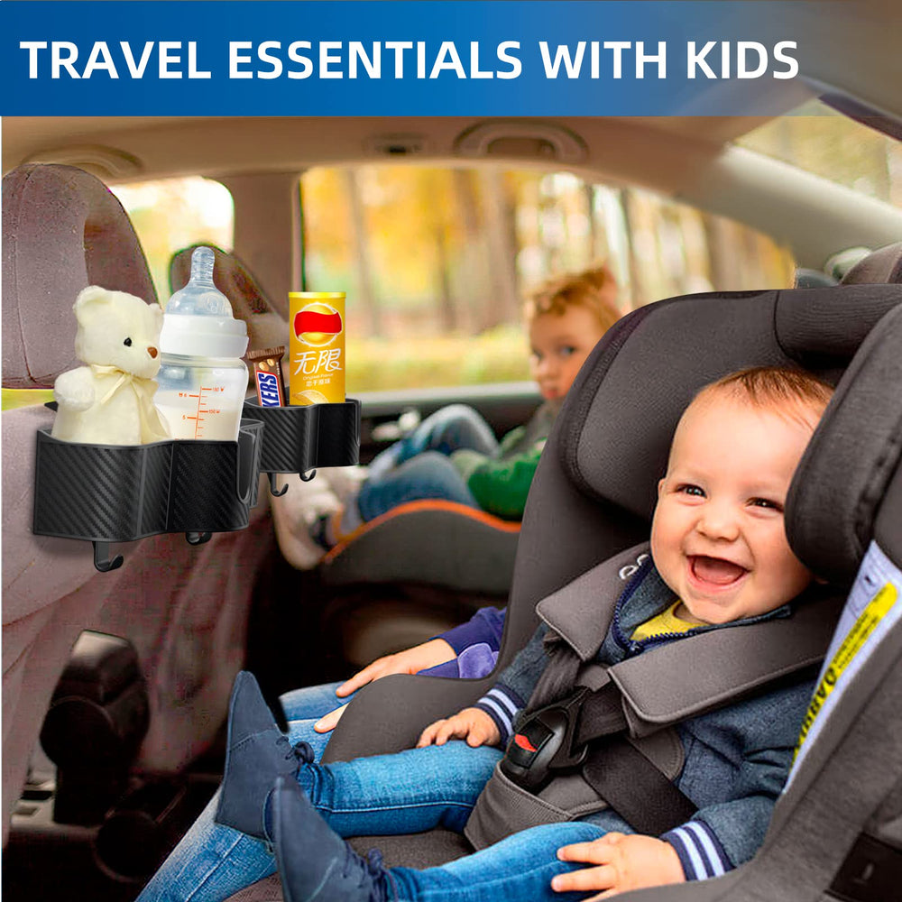 OUSHASAA backseat storage organized snacks, toys, sunglasses for family trips.